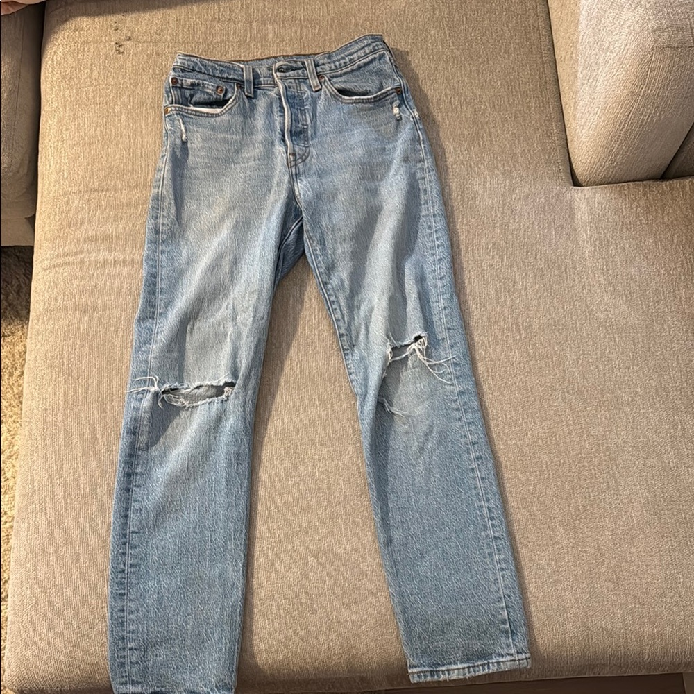 Distressed Light Blue Jeans